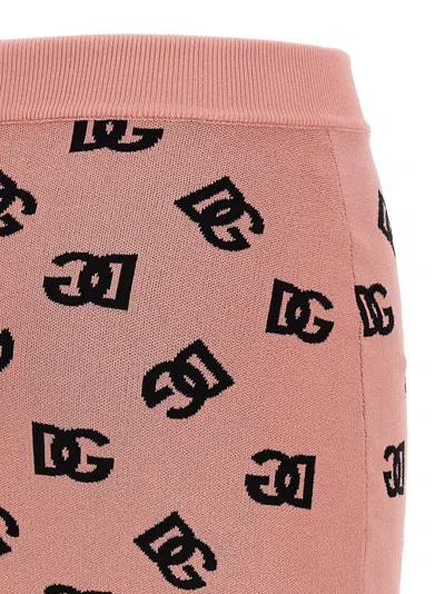 Dolce & Gabbana High-waist Sheath Skirt With Dg Jacquard Logo In Pink