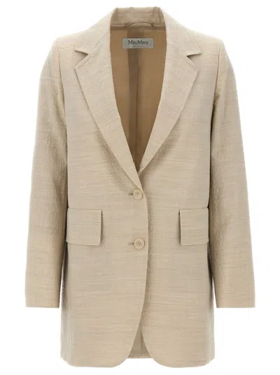 Max Mara Longline Textured Wool Jacket With Rear Vents