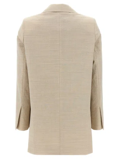 Max Mara Longline Textured Wool Jacket With Rear Vents