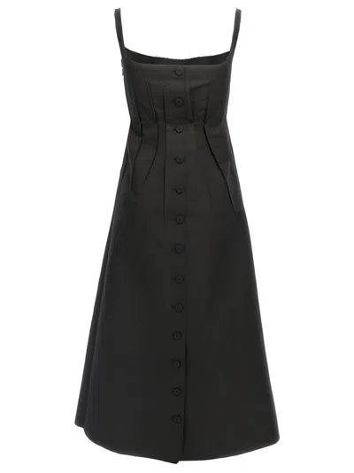 Marni Trapeze Midi Dress With Structured Bustier In Black