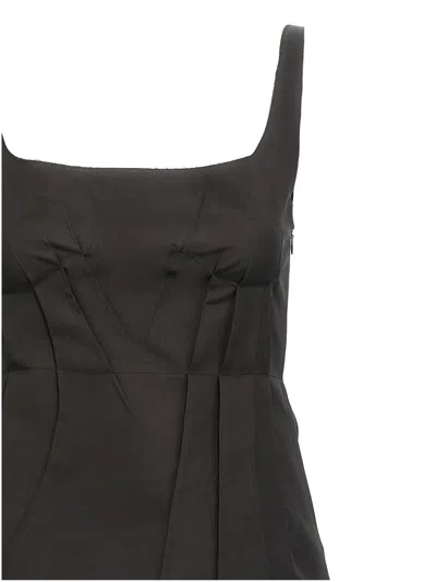 Marni Trapeze Midi Dress With Structured Bustier In Black