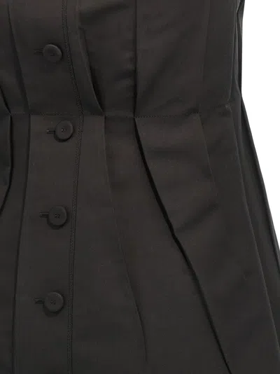 Marni Trapeze Midi Dress With Structured Bustier In Black