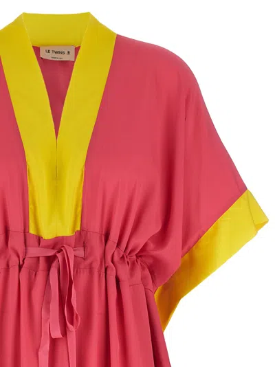 Le Twins Agnese Kaftan Contrast Trim In Pink