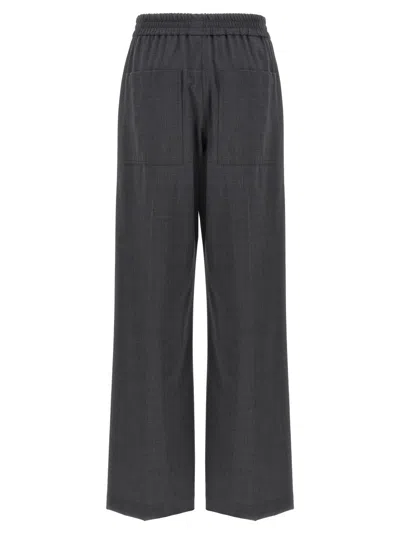 Brunello Cucinelli Grey Pants With Elastic Waist In Gray