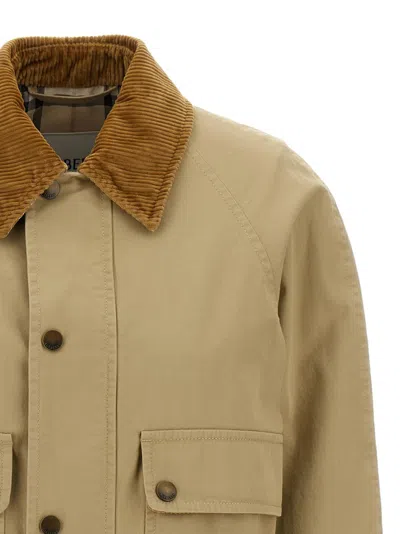 Burberry Cotton Canvas Jacket With Velvet Collar