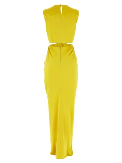 Max Mara Front Draped Dress With Metal Ring Accent In Yellow
