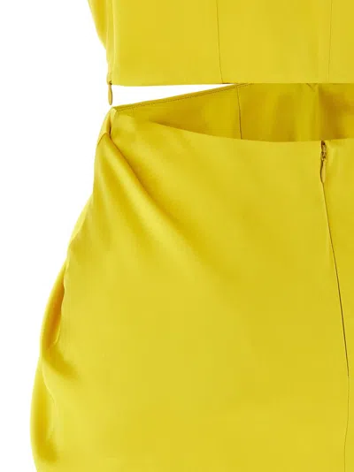 Max Mara Front Draped Dress With Metal Ring Accent In Yellow