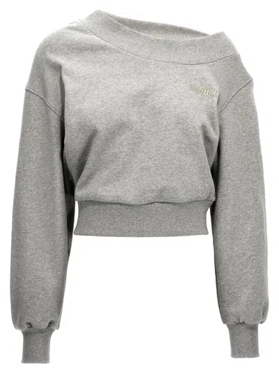 Attico The  Crossed Back Logo Sweatshirt In Melange Grey