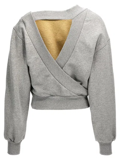 Attico The  Crossed Back Logo Sweatshirt In Melange Grey