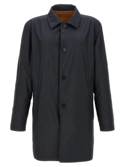 Pal Zileri Reversible Car Coat Front Pockets Long Sleeves In Brown