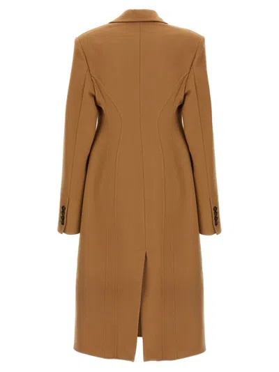 Stella Mccartney Wool Coat With Back Vent And Double-breasted Front In Brown