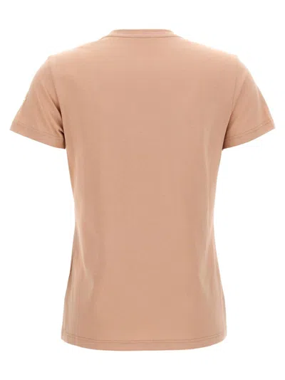 Moncler Cotton Jersey T-shirt With Felt Logo Patch In Pink
