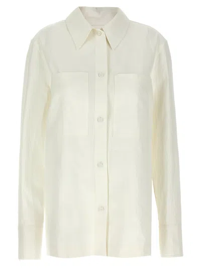 Jil Sander Comfort Fit Linen Shirt With Zip Closure In White
