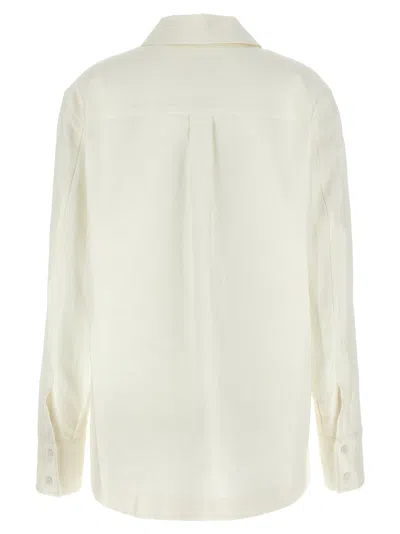 Jil Sander Comfort Fit Linen Shirt With Zip Closure In White