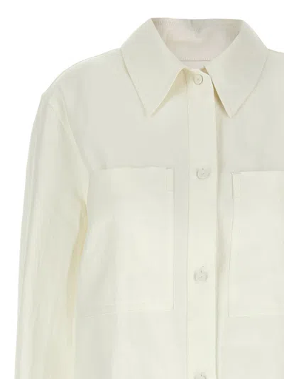 Jil Sander Comfort Fit Linen Shirt With Zip Closure In White