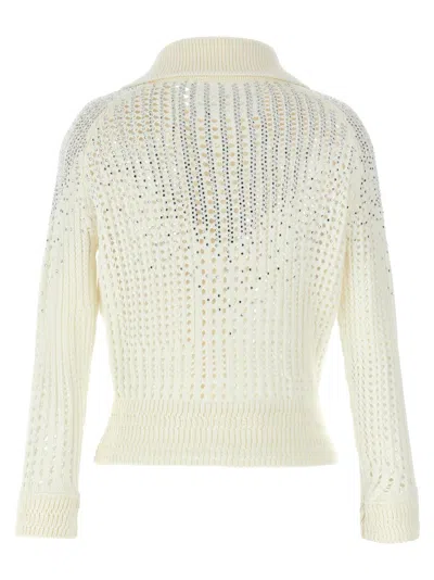Ermanno Scervino Cropped Openwork Cardigan With Rhinestone Appliqué