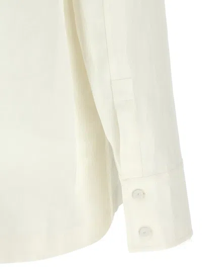 Jil Sander Comfort Fit Linen Shirt With Zip Closure In White