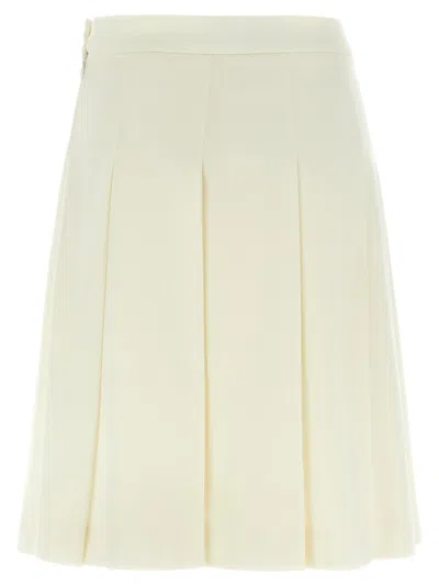 Alessandra Rich Pleated Wool Midi Skirt With Flared Silhouette