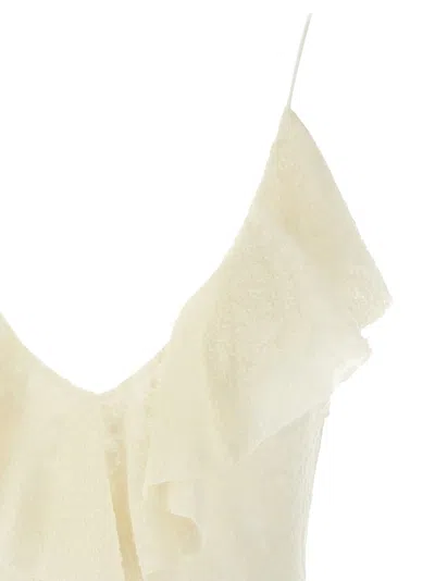 Philosophy Di Lorenzo Serafini Jersey Lace Bodysuit With Ruffled V-neck