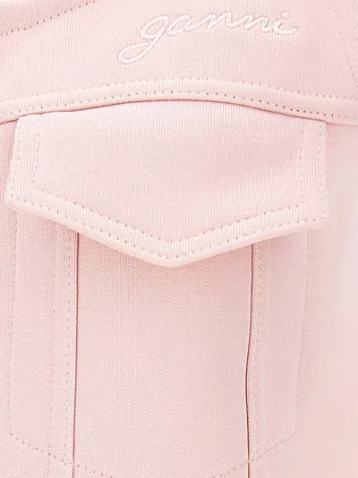 Ganni Relaxed Fit Fleece Cotton Mini Dress In Pink