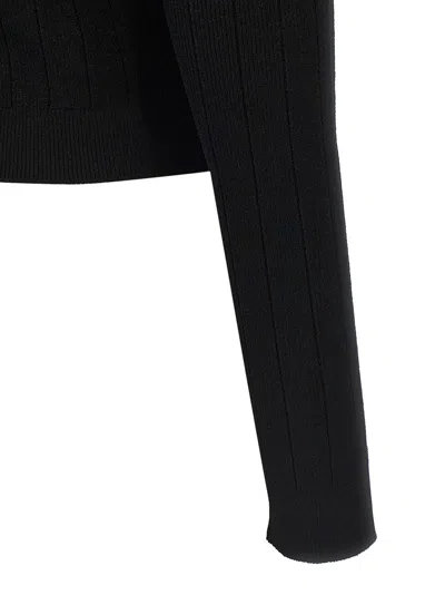 Balmain Structured Shoulder Black V-neck Cardigan With Decorative Buttons