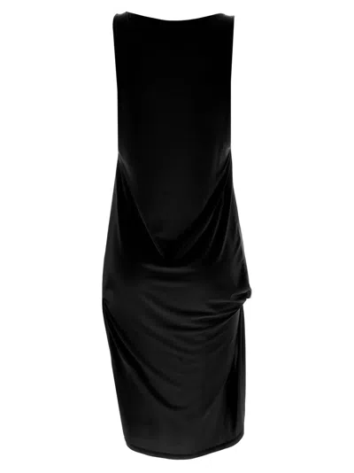 Jacquemus Draped Sleeveless Peplum Dress With Asymmetrical Hem In Black