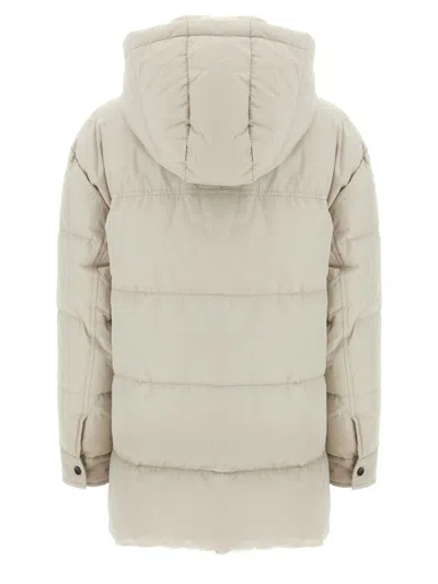 Brunello Cucinelli Knitted Neck Down Jacket Puffer Jackets Beige