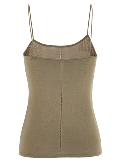 Lemaire Intricate Perforated Viscose Blend Top In Green