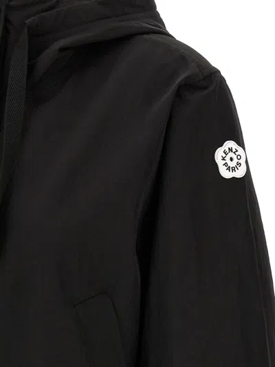 Kenzo Windproof Jacket With Adjustable Drawstring In Black
