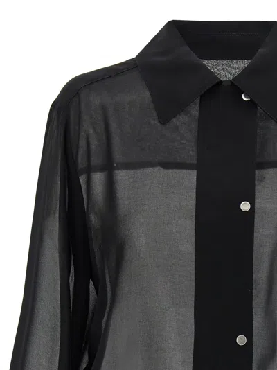 Pinko Black Georgette Crop Shirt With Elastic Waistband In Black