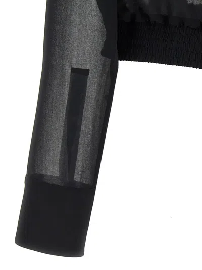 Pinko Black Georgette Crop Shirt With Elastic Waistband In Black
