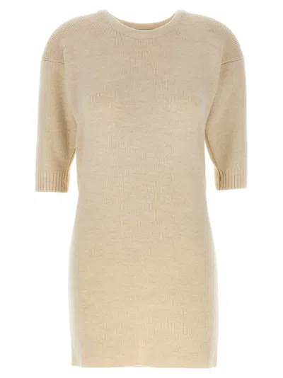 Lemaire Knitted Dress With Removable Sleeves In Neutral
