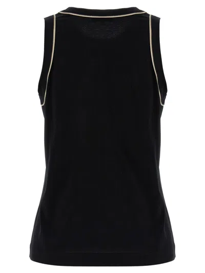 Brunello Cucinelli Black Cotton Tank Top With Contrasting Details
