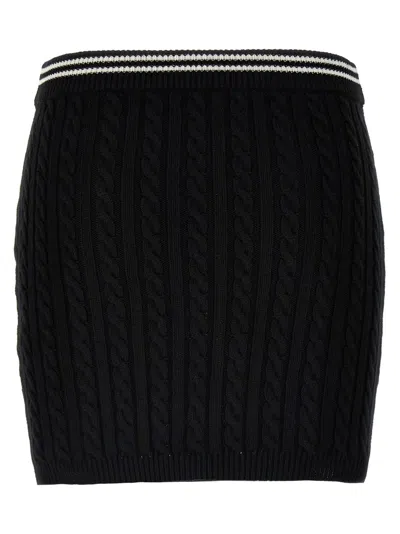 Alessandra Rich Womens Black Cable-knit Slim-fit Cotton Mini Skirt