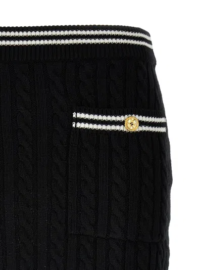 Alessandra Rich Womens Black Cable-knit Slim-fit Cotton Mini Skirt