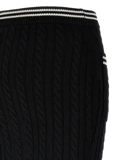 Alessandra Rich Womens Black Cable-knit Slim-fit Cotton Mini Skirt