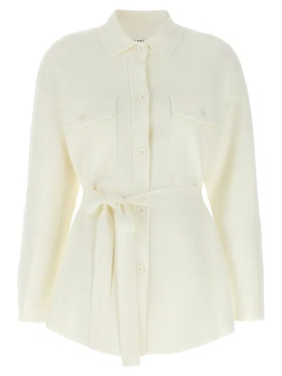 P.a.r.o.s.h . Tailored White Knitted Shirt With Waist Belt In White