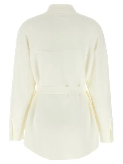 P.a.r.o.s.h . Tailored White Knitted Shirt With Waist Belt In White