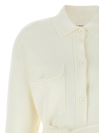 P.a.r.o.s.h . Tailored White Knitted Shirt With Waist Belt In White