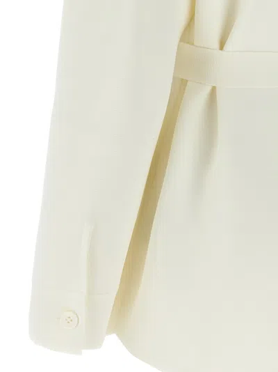 P.a.r.o.s.h . Tailored White Knitted Shirt With Waist Belt In White