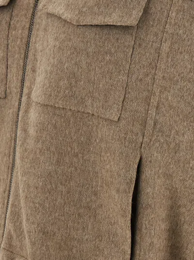 Brunello Cucinelli Shiny Zipper Pull Gilet Beige