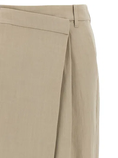 Brunello Cucinelli Wrap Skirt With Back Pockets And Belt Loops In Neutral