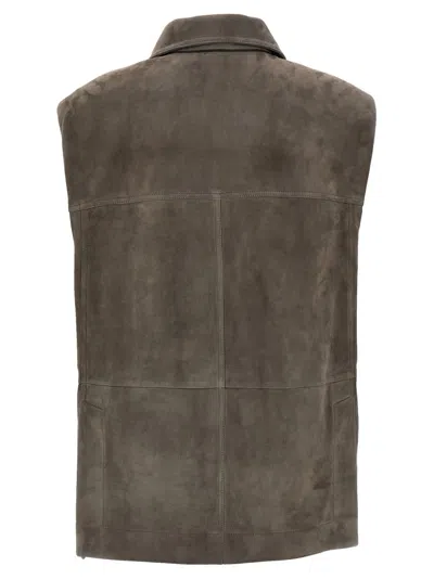 Brunello Cucinelli Couture Suede Vest With Jewel Detailing