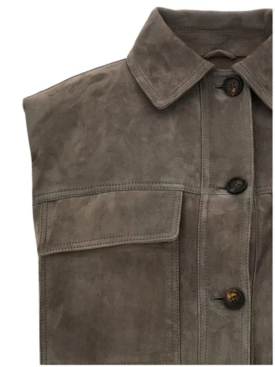Brunello Cucinelli Couture Suede Vest With Jewel Detailing