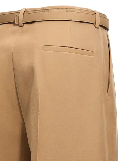 Jil Sander Gabardine Belt Pants In Brown