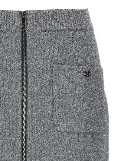 Ganni Sparkle Wool Mini Skirt With Elastic Waistband In Gray