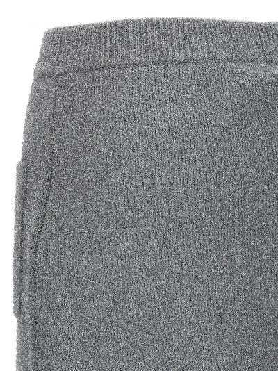 Ganni Sparkle Wool Mini Skirt With Elastic Waistband In Gray