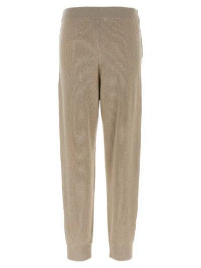 Brunello Cucinelli Ribbed Texture Elastic Waistband Trousers In Nude