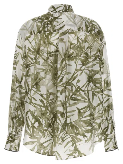 Brunello Cucinelli Floral Print Silk Shirt In Multi