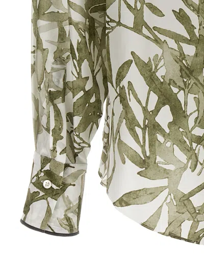 Brunello Cucinelli Floral Print Silk Shirt In Multi